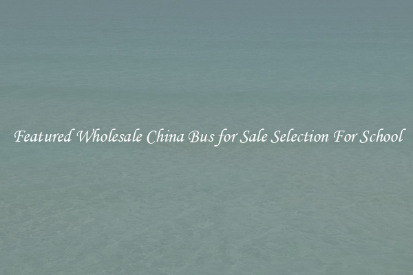Featured Wholesale China Bus for Sale Selection For School